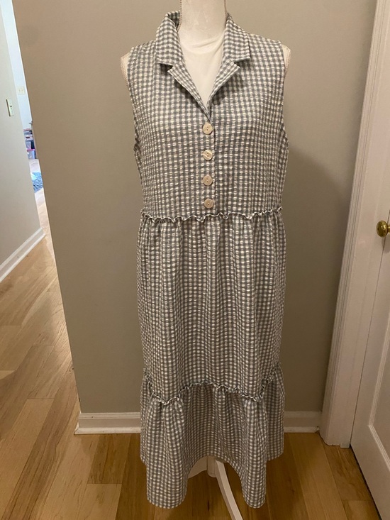 Kori Dresses & Skirts - Kori Sleeveless Gingham Button-Front Midi Dress in Light Green Size Large